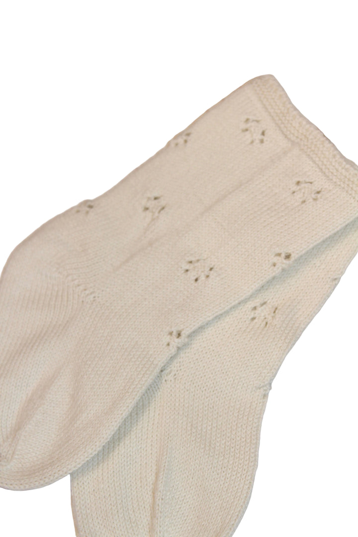 Baby Unisex Booties | Pointelle Knit Booties- Cream | Li and Me