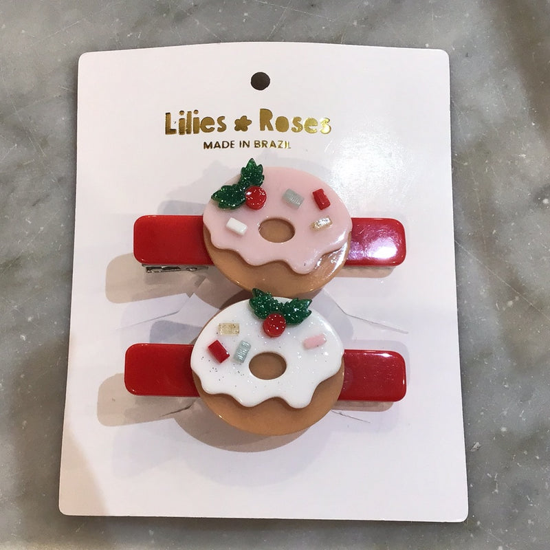 Alligator Clip Set | Donuts - Holiday | Lilies and Roses NY