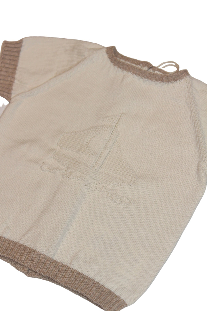Baby Unisex Sweater|Embroidered Knit Top- Toasted Sailboat | Li and Me