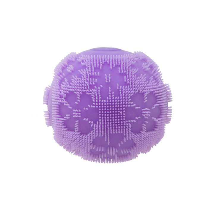Purple squish toy ball on a white background