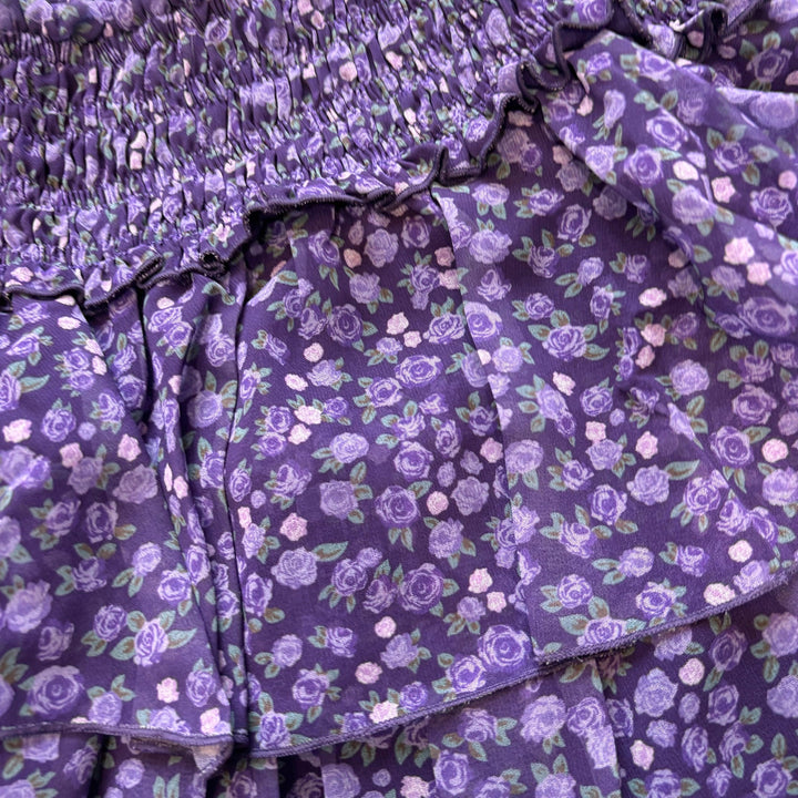 Purple Ruffle Flower Printed Skirt from Flowers by Zoe