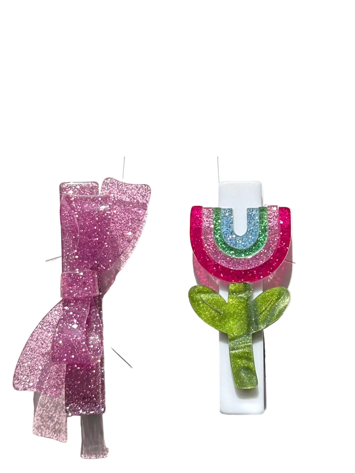 Clip | Rainbow Flower and Bow Clip Set | Lilies and Roses NY
