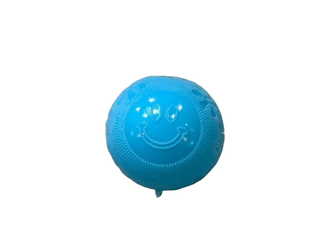 Squish Toys | Smiley Fuzz Ball Flower Power- Blue | Little Trendy