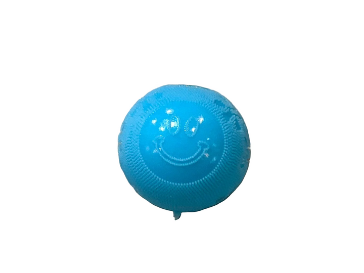 Squish Toys | Smiley Fuzz Ball Flower Power- Blue | Little Trendy