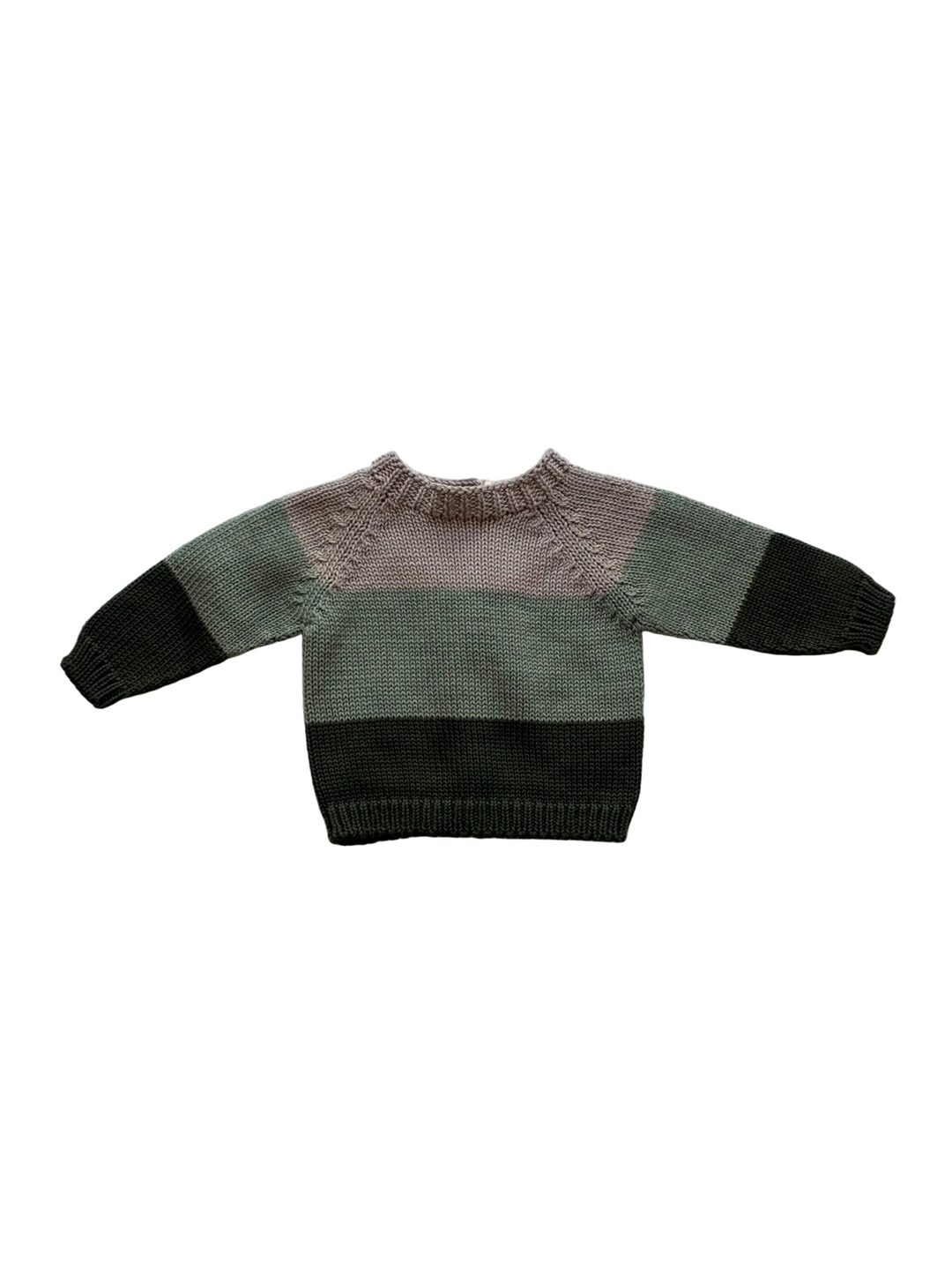 Baby Boy Sweater | Knit Tricolor Sweater - Forest-Euc-Dune | Li and Me