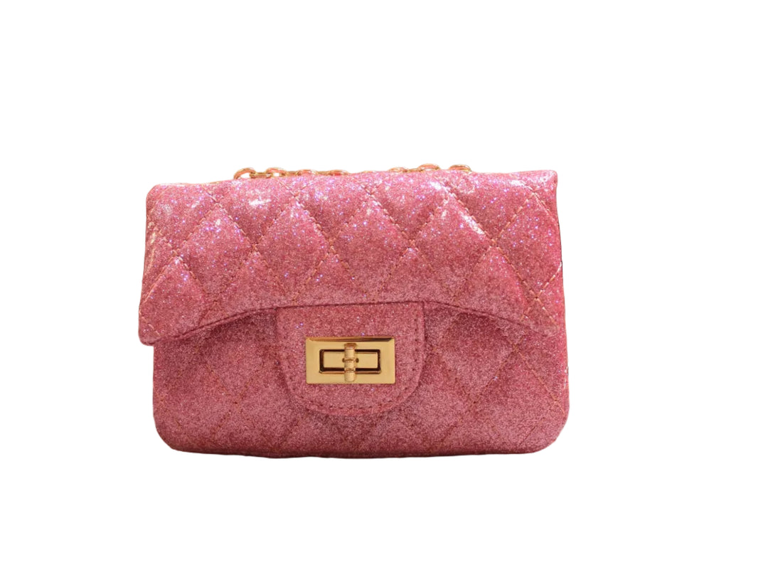 Handbag | Classic Quilted Mini Sparkle Bag - Pink | Tiny Treats and Zomi Gems