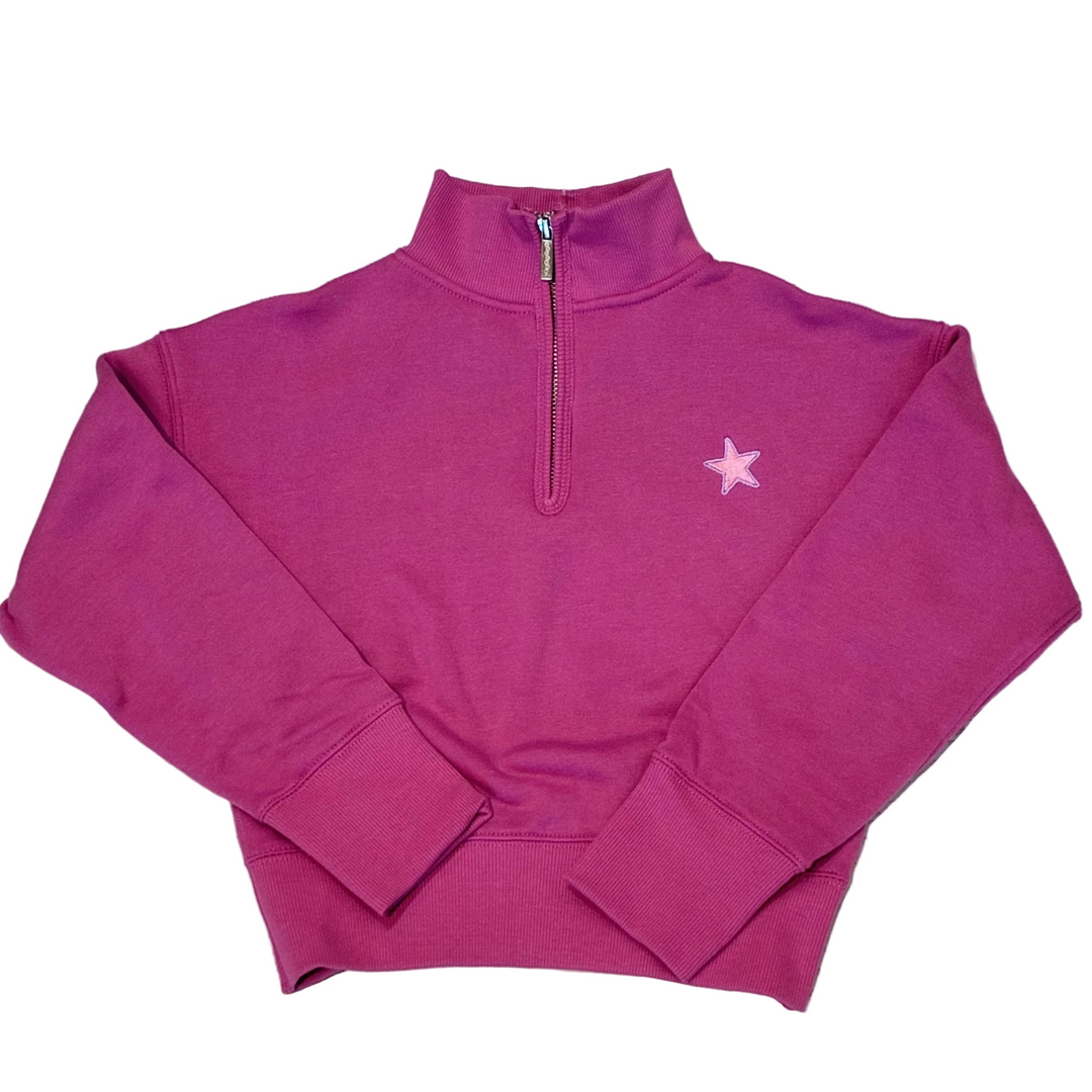 Tween Sweater | Star Pretty Pink 1/4 Zip Sweatshirt | Iscream