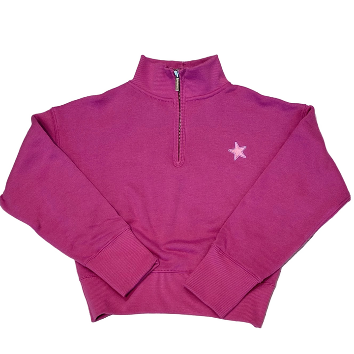 Tween Sweater | Star Pretty Pink 1/4 Zip Sweatshirt | Iscream