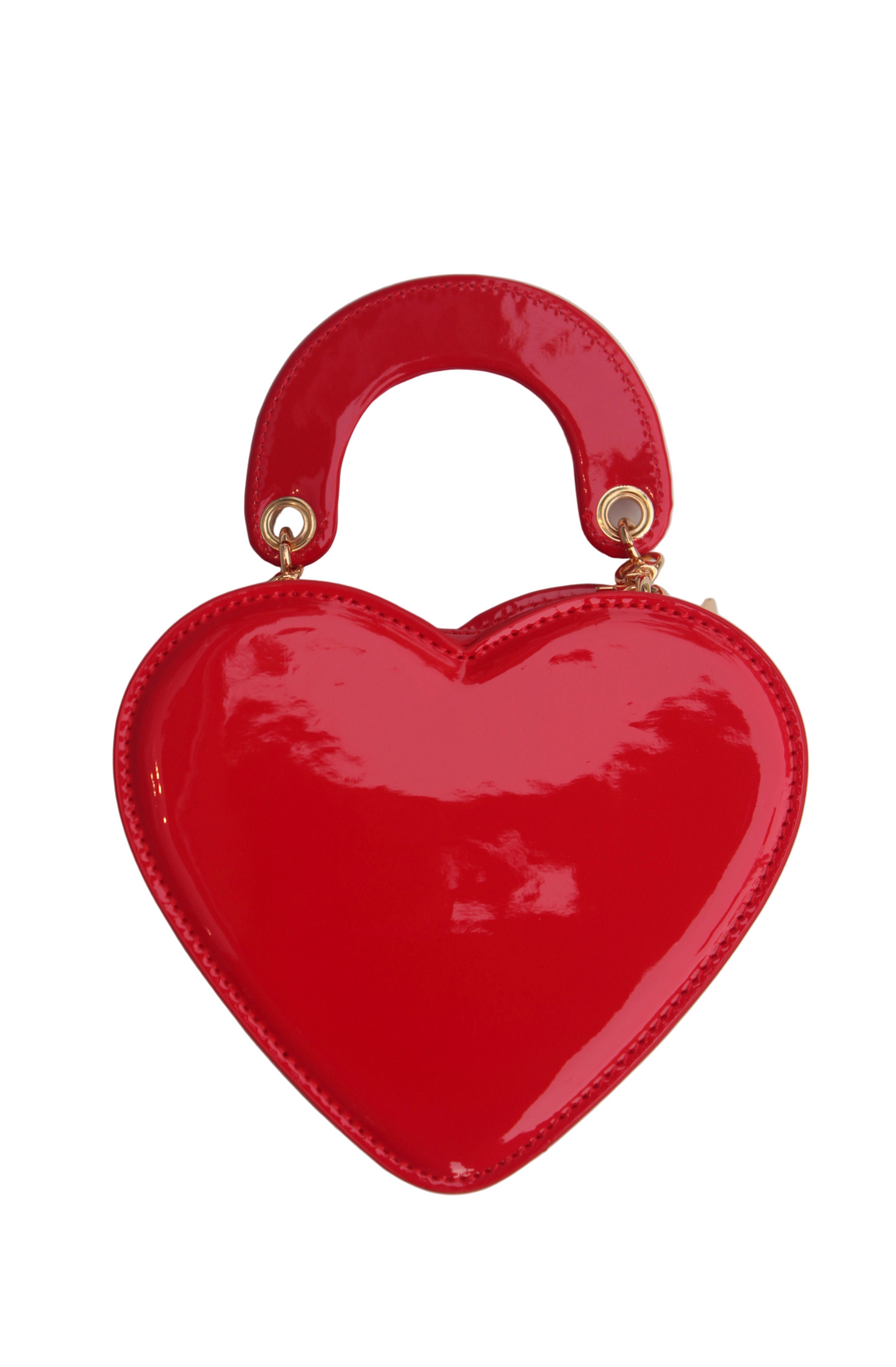 Handbag | Heart Shaped Patent Leather Purse- Red | Doe a Dear