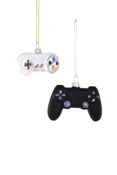 game controller holiday ornaments that come in white and black. 