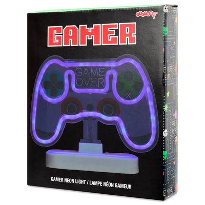 neon light in the shape of the gaming control