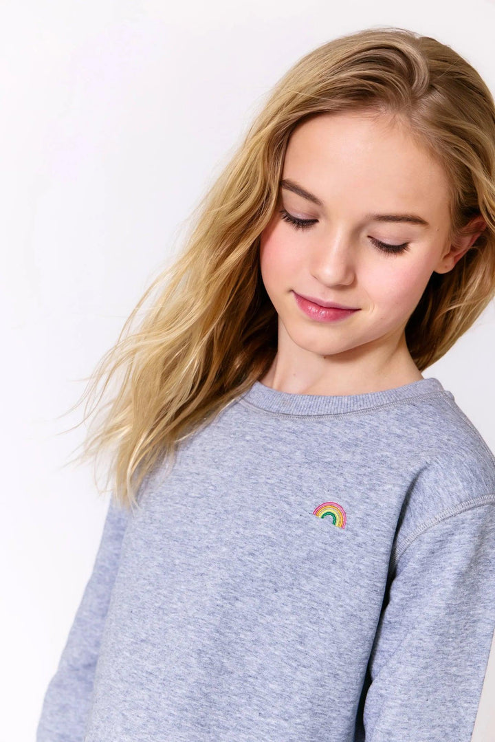 Terez Collegiate Grey Cropped Sweatshirt