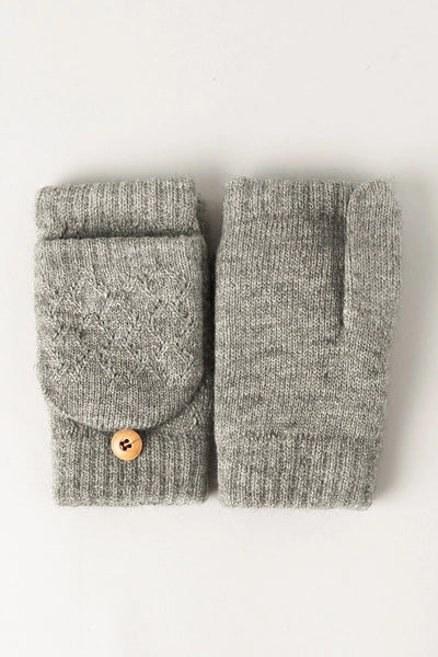 Grey Fingerless Mitten Gloves from Fashion City