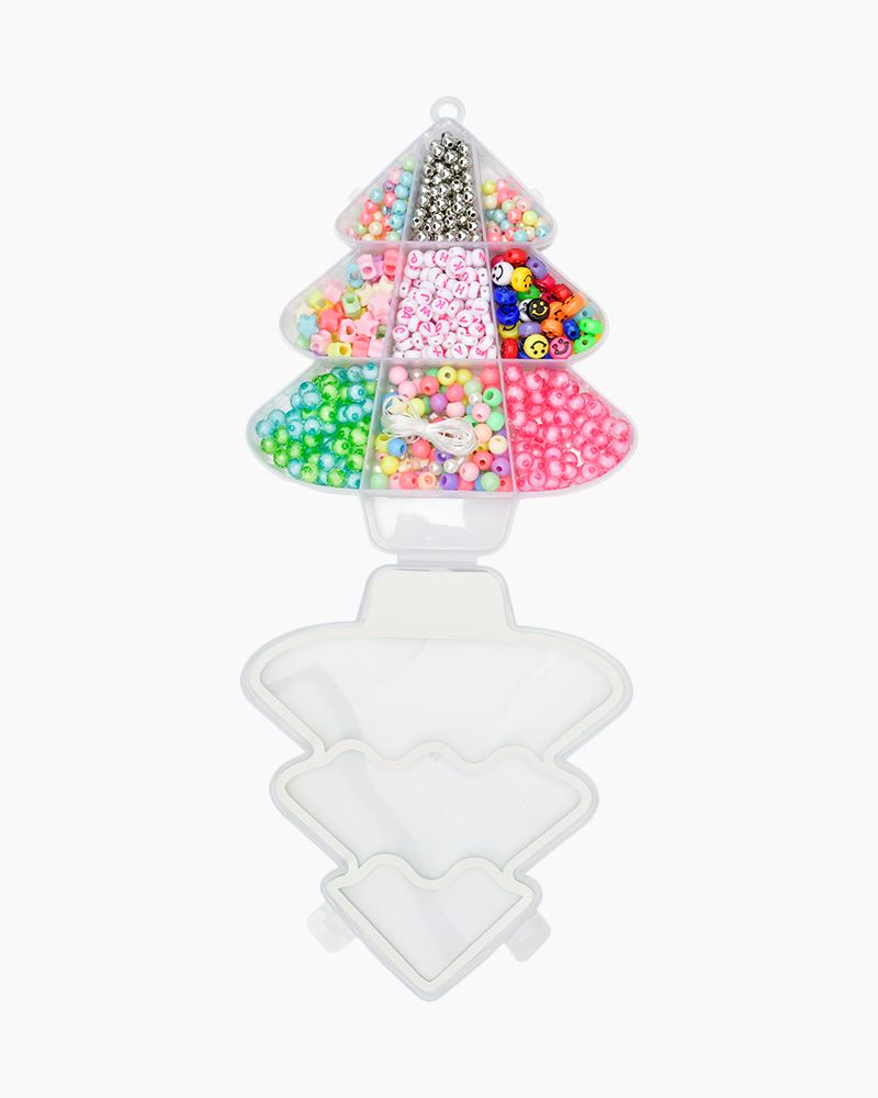 plastic tree container that holds different kinds of beads to do jewelry making