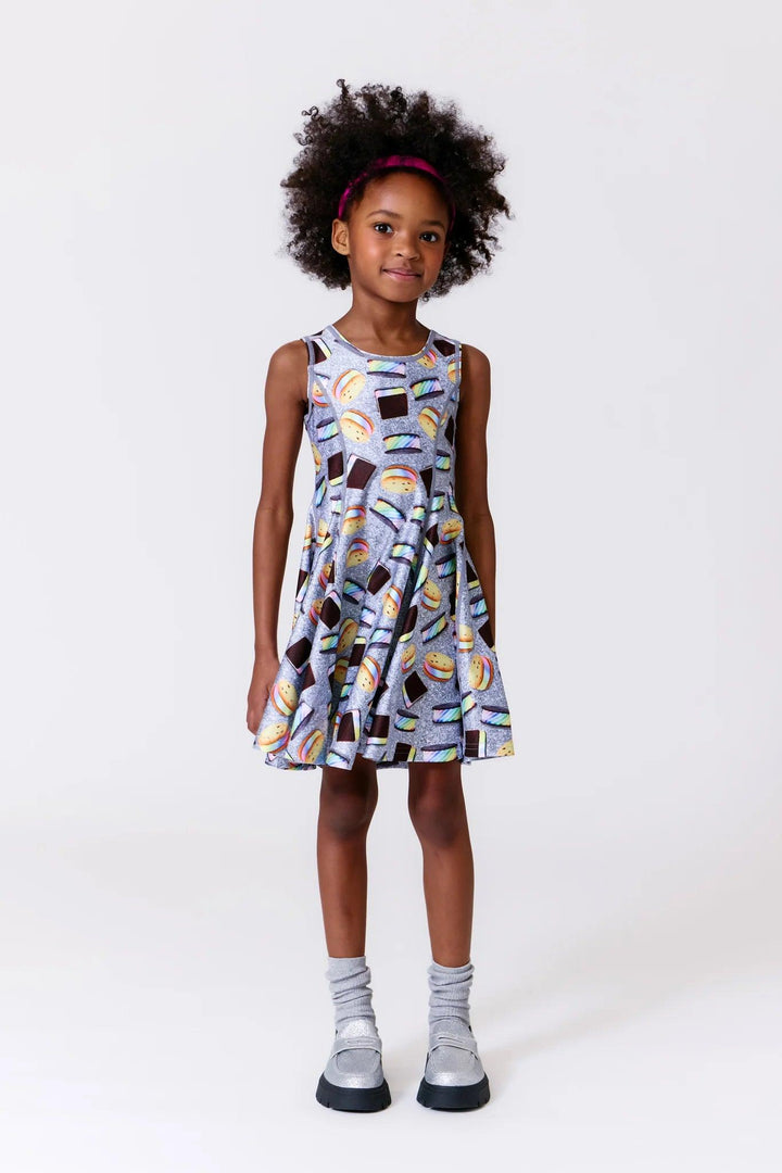 Hi Shine Skater Dress in Rainbow Ice Cream Saucer Print