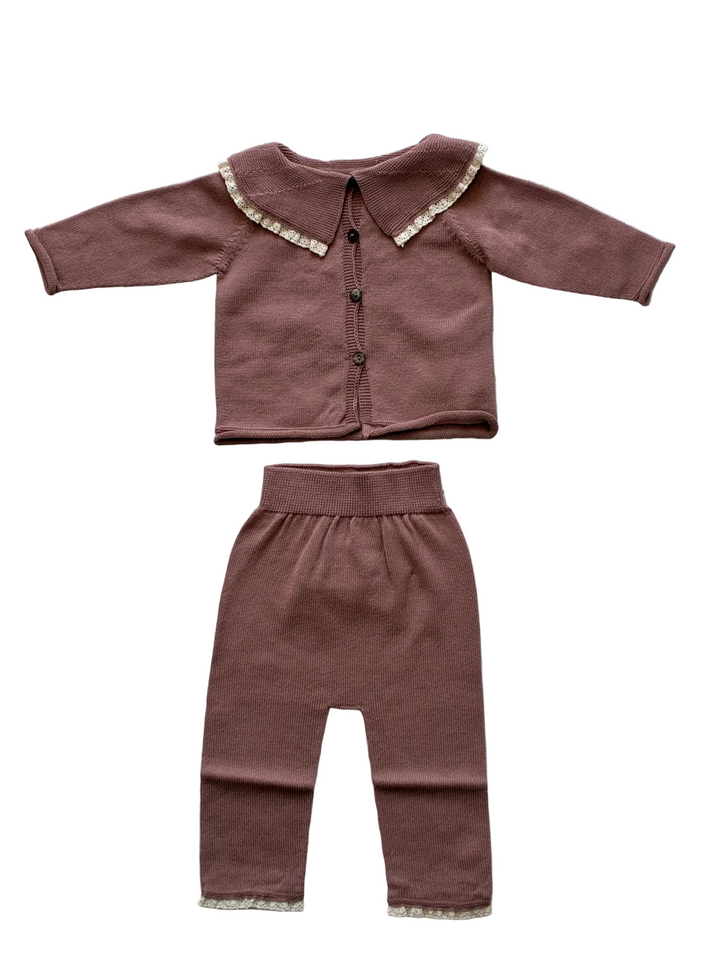 Baby Girl Bottoms | Knit Pants with Lace- Bloom | Li and Me