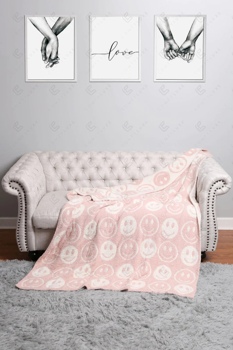 Tween Decor | Happy Face Patterned Throw Blanket | Fashion City
