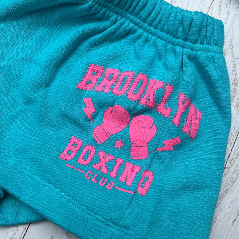 Tween Bottoms | Shorts: Brooklyn Boxing - Aqua | Flowers by Zoe