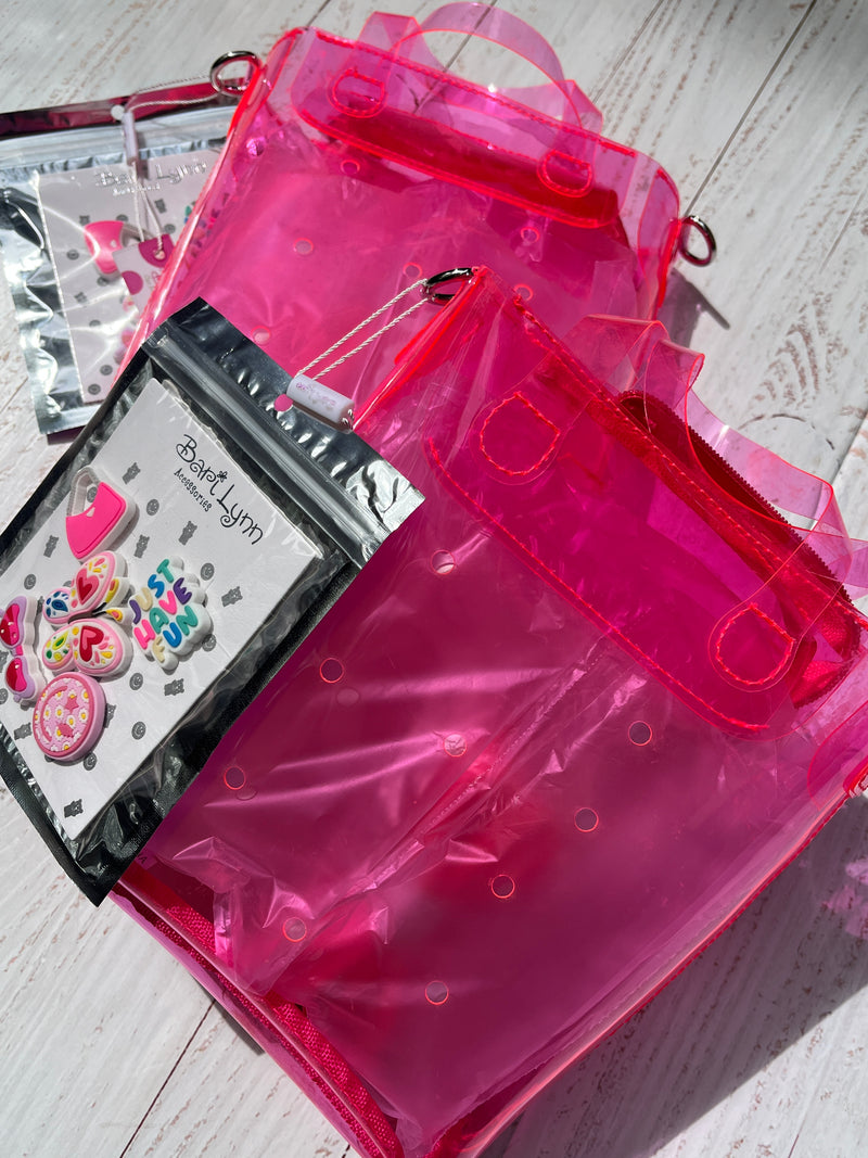 Handbags | Jelly Jibbitz Bag - Neon Pink | Bari Lynn