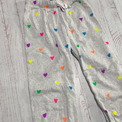 close up picture of the sweatpants and colors in the hearts