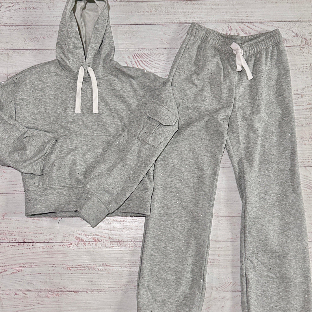 Tween Sets | Grey Melange Studded Sweatsuit Set | Flowers by Zoe