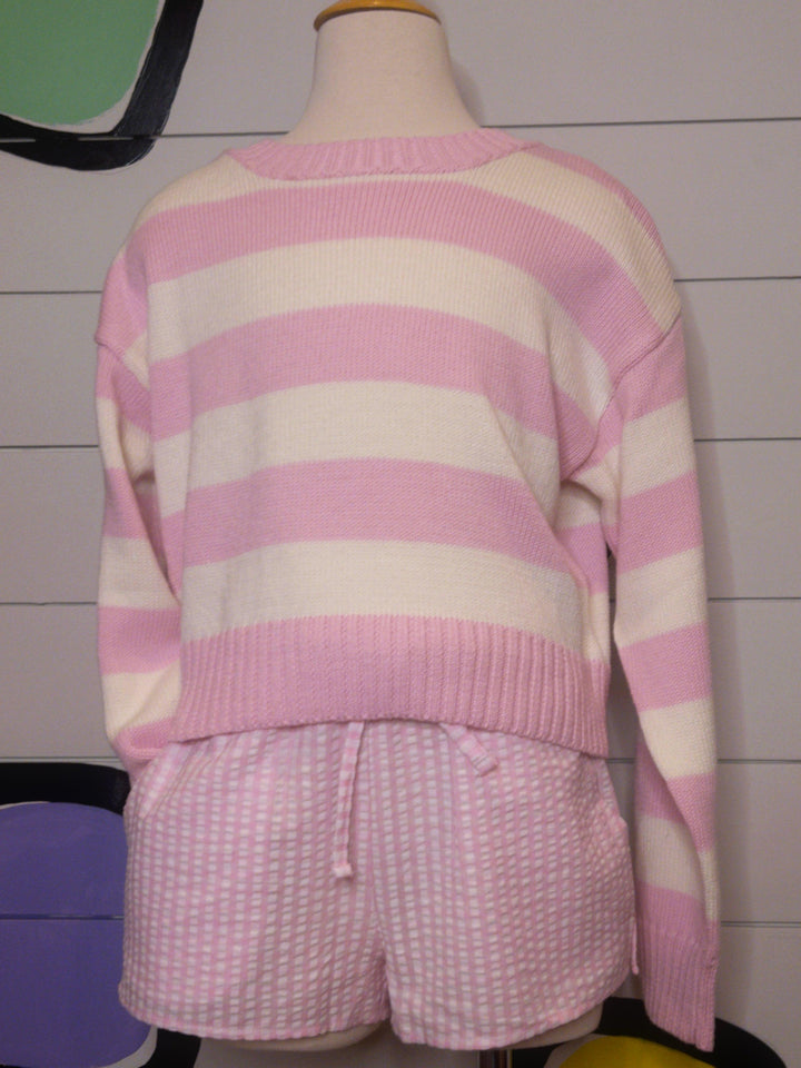 Tween Sweater | Megan Sweater- Pink and Natural | Katie J NYC