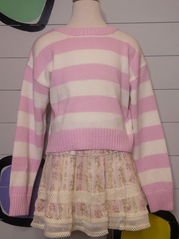 Tween Bottoms | Lara Skirt- Shabby Floral Stripe | Katie J NYC