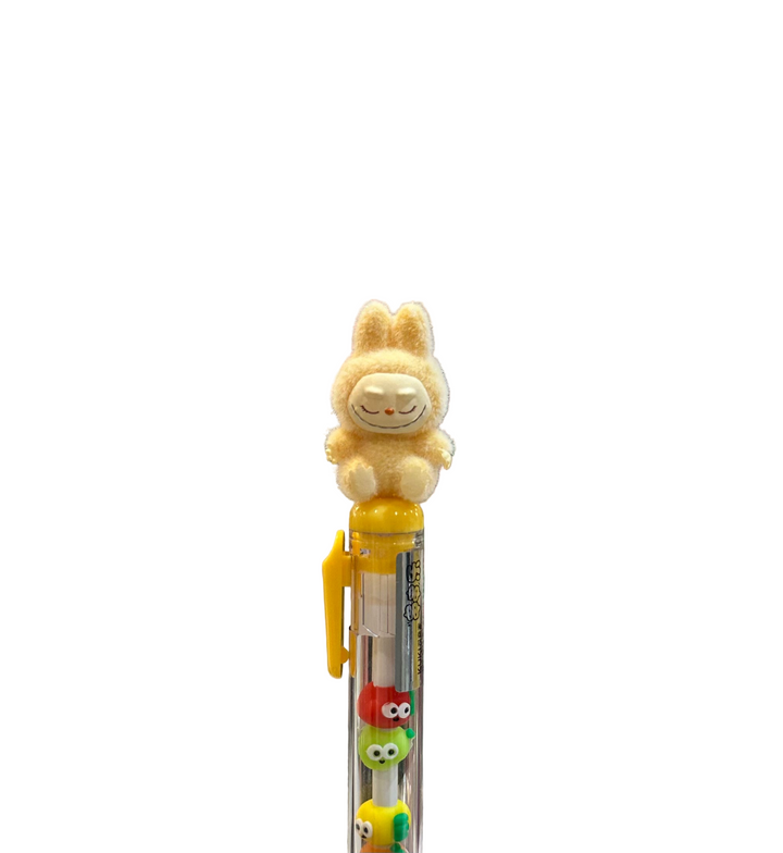 Creative Stationary | Gel Pen: Flocked Labubu Inspired - Yellow | Little Trendy