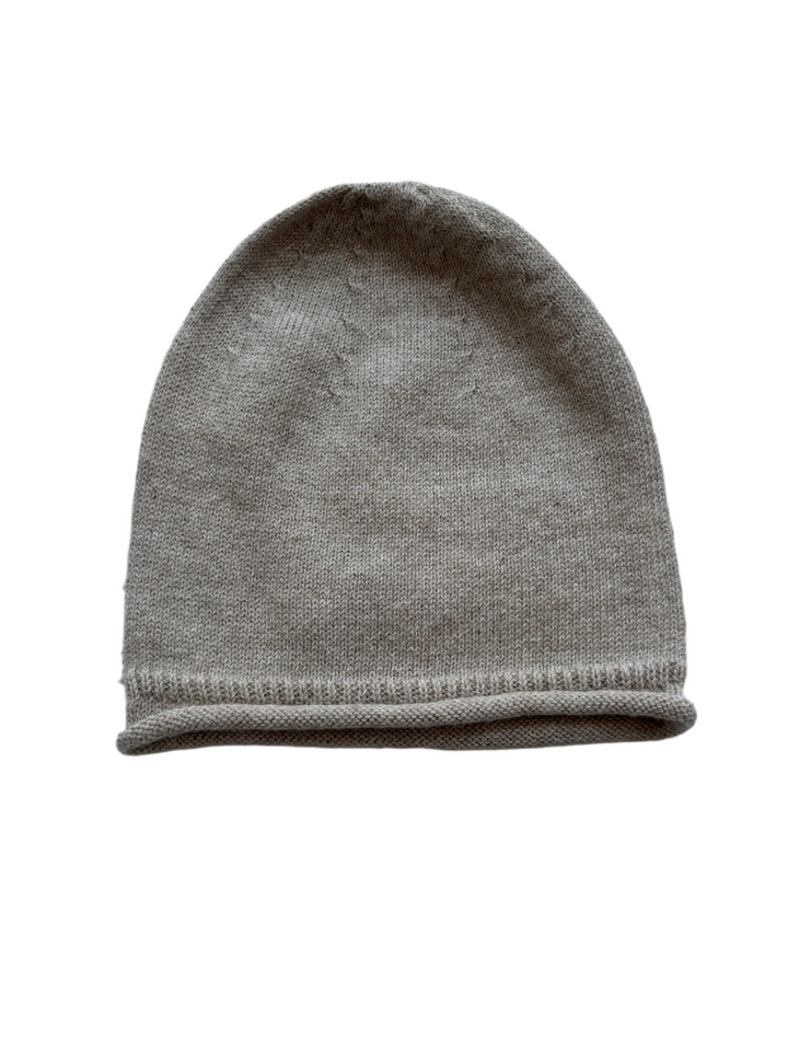 light brown baby knit hat