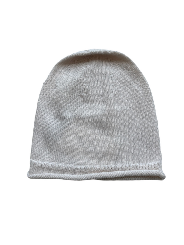 Beige knit baby beanie