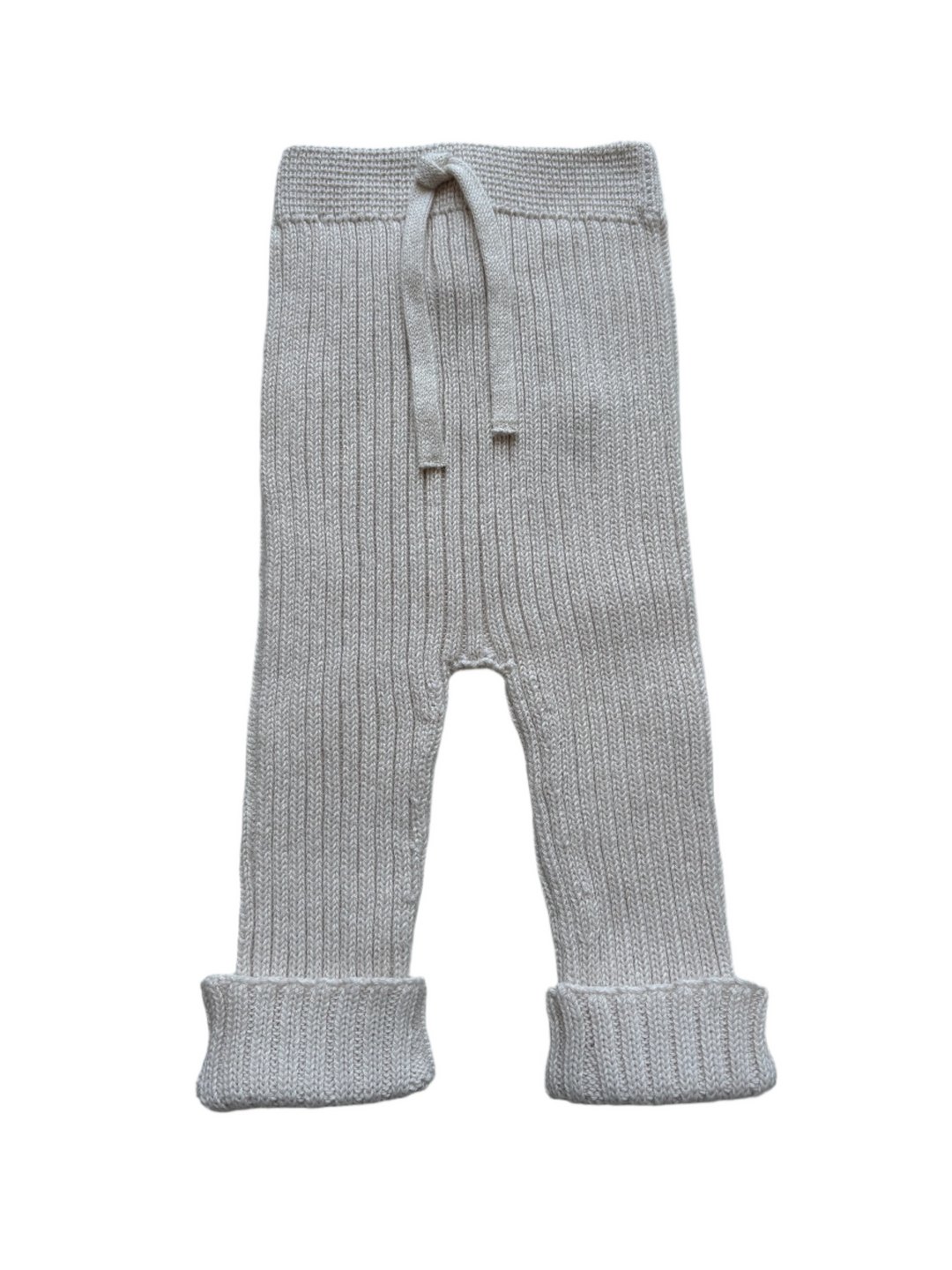 Knitted baby pants in creme color 