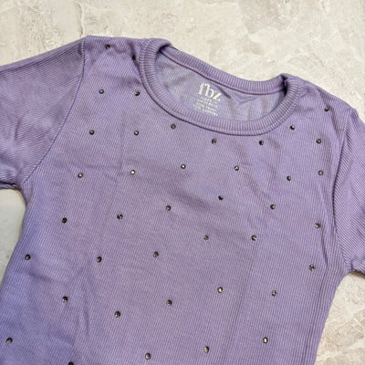 Light Purple Crew Neck long sleeve Top with Studs throughout the top from Flowers by Zoe