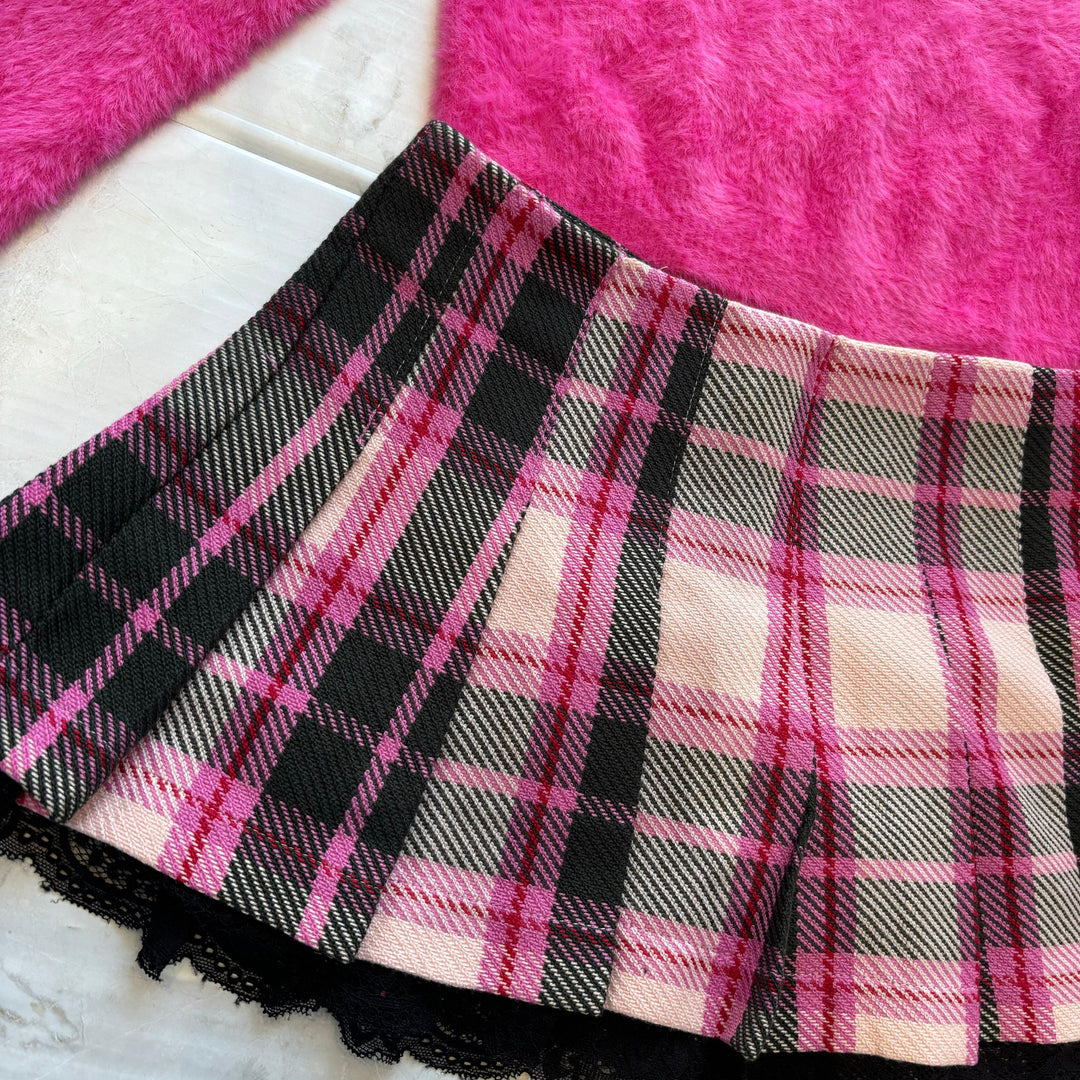 Tween Bottoms | Elicia Pink Plaid Skirt | Katie J NYC