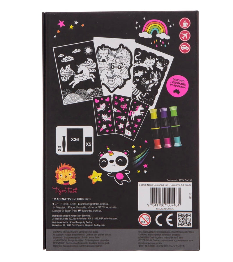 Activity Set | Neon Coloring Unicorn and Friends Set |Schylling