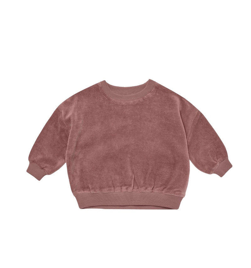 Baby Top | Velour Relaxed Sweatshirt in Fig | Quincy Mae