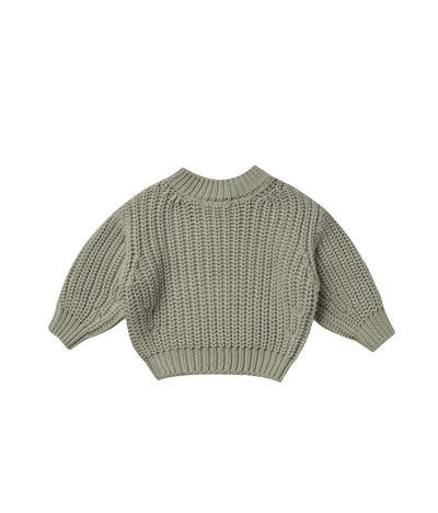 Baby Sweater | Chunky Knit Sweater in Basil | Quincy Mae