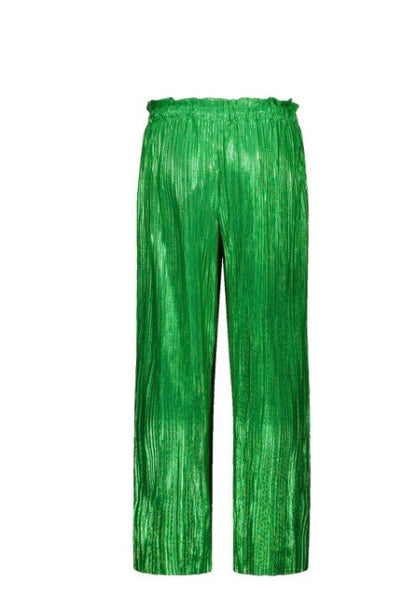 Tween Bottoms | Green Metallic Plisse Pants | Like Flo