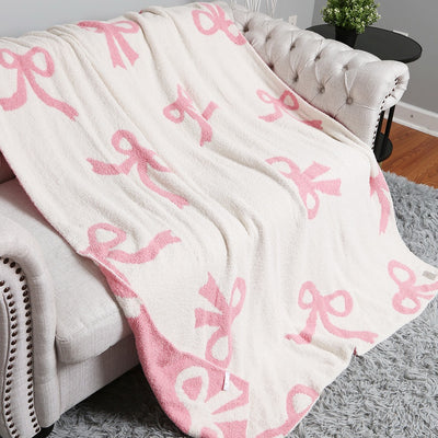 Reversible Bow Microfiber Throw from Fashion City