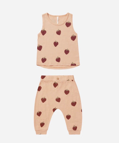 Baby Girls 2 Piece Set | Tank and Slouch Pant Set- Strawberries | Rylee and Cru