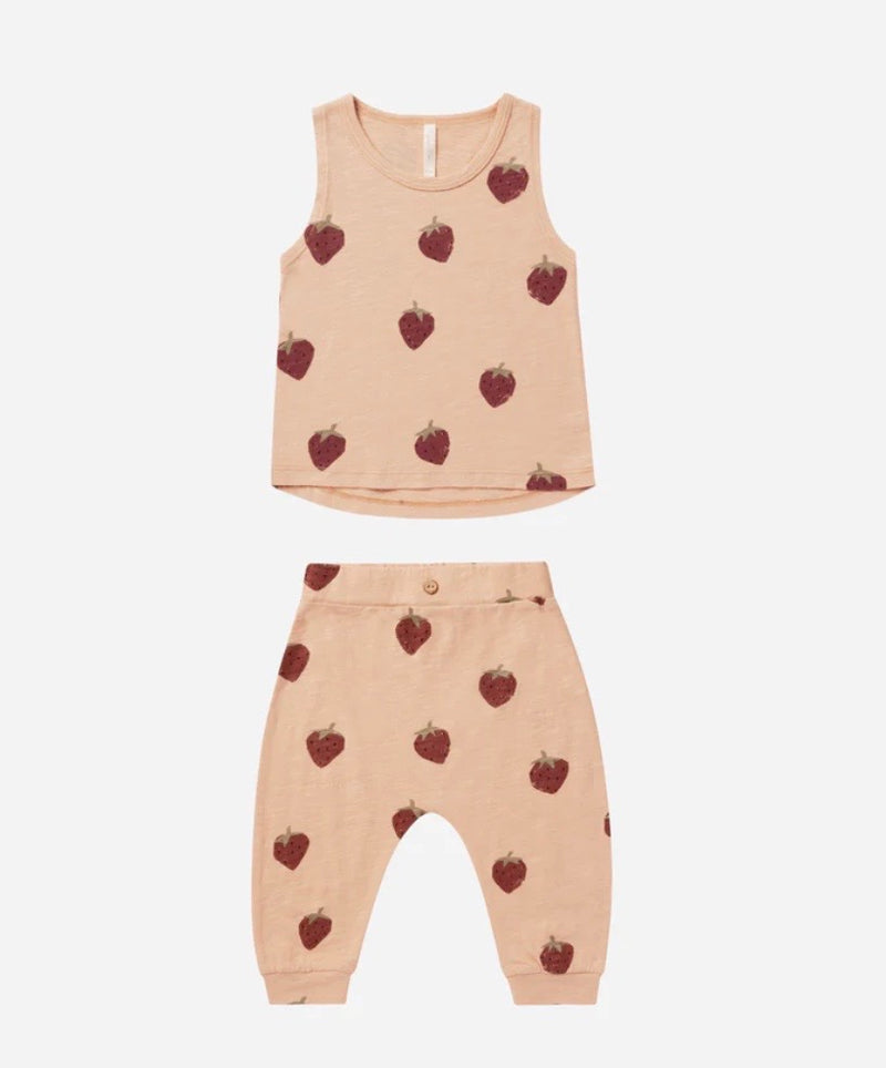 Baby Girls 2 Piece Set | Tank and Slouch Pant Set- Strawberries | Rylee and Cru