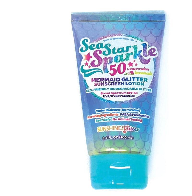 Biodegradable Glitter Sunscreen | Sea Star Sparkle Mermaid Glitter Sunscreen Lotion | Sunshine & Glitter