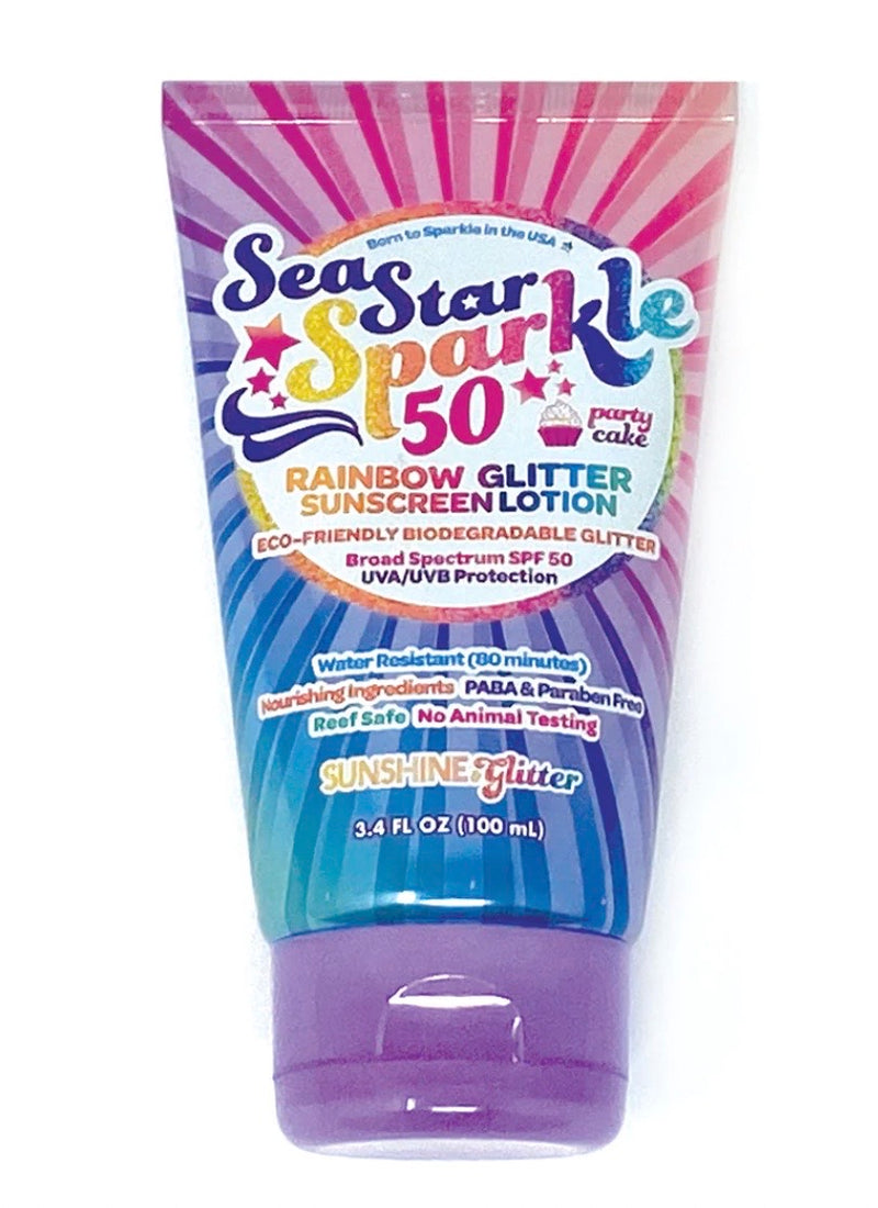 Biodegradable Glitter Sunscreen | Sea Star Sparkle Rainbow Glitter Sunscreen Lotion | Sunshine & Glitter