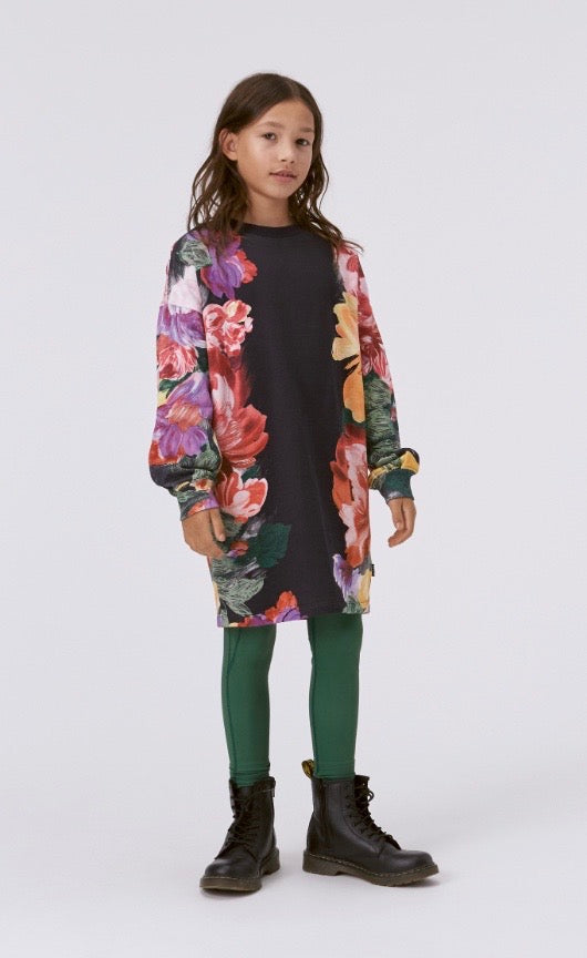 Girls Dress | Cyrella Floral Art Organic Cotton Dress | Molo
