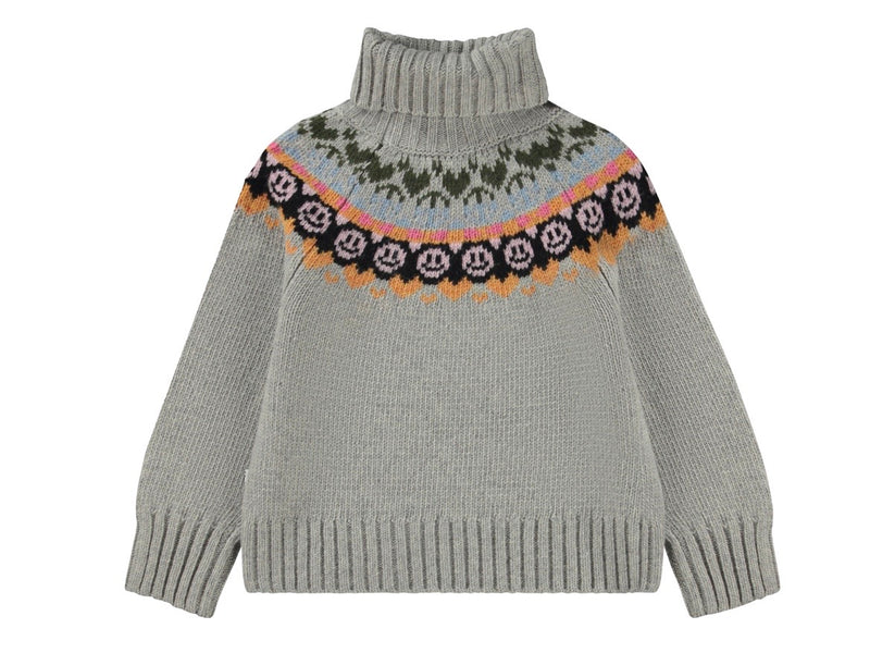 Girls Sweater | Gimla - Grey Melange Turtleneck | Molo