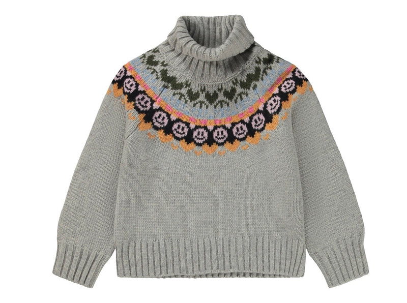 Girls Sweater | Gimla - Grey Melange Turtleneck | Molo