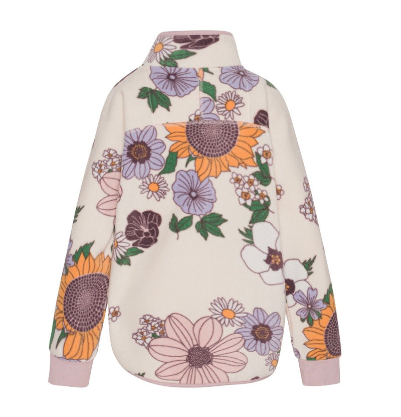 Girls Jacket | Ulani Chocolate Daisy Print Fleece Jacket | Molo