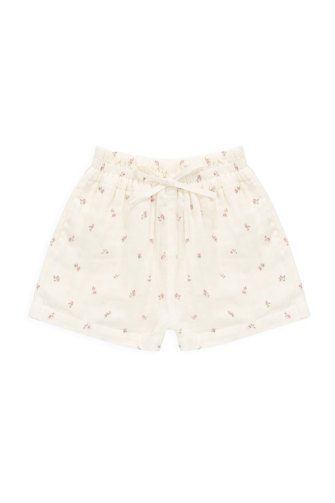 White floral shorts on a white background