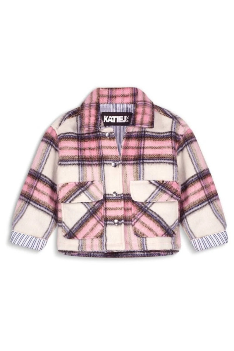 Katie J NYC Plaid Pink Shacket