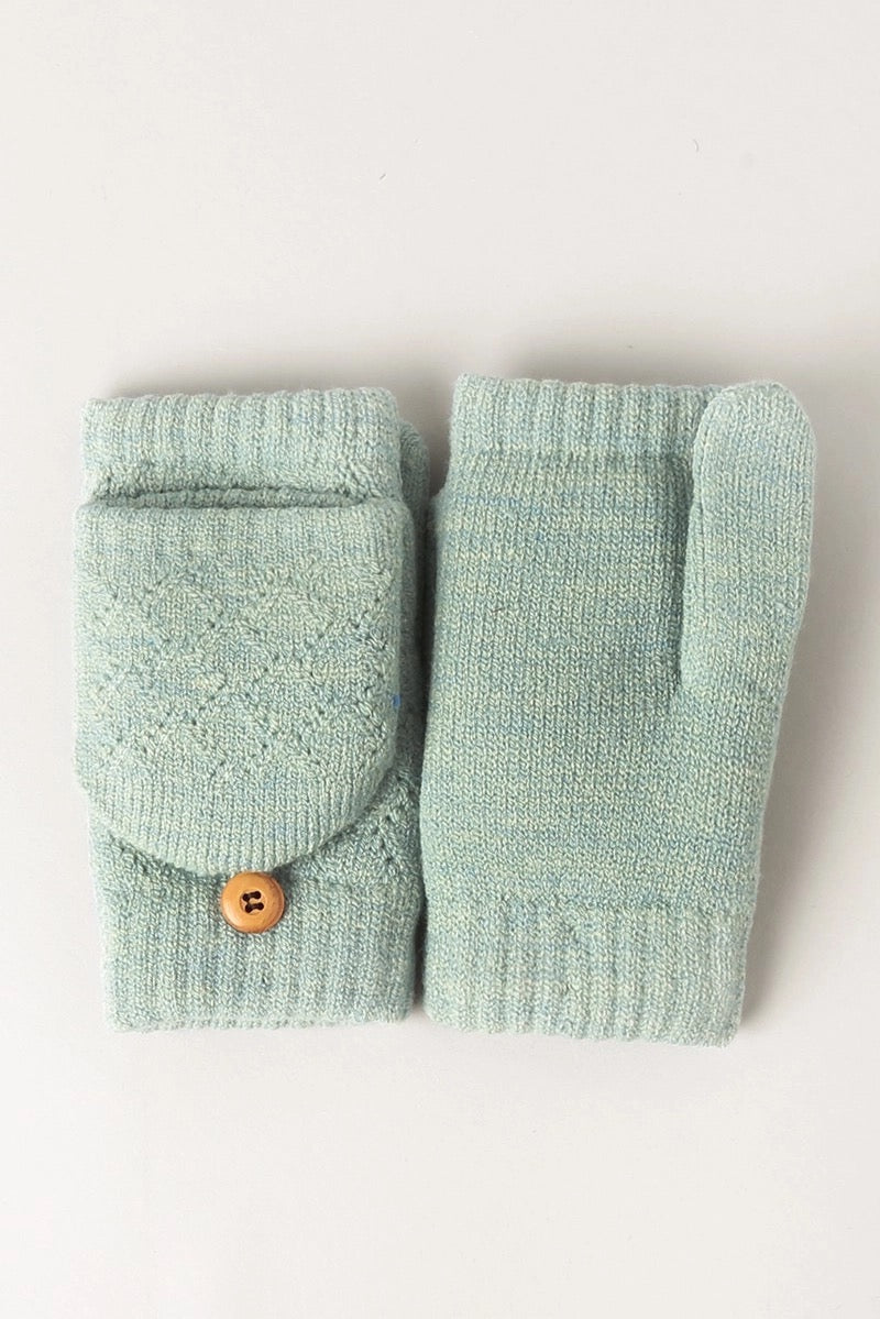 Light Blue Fingerless Mittens Gloves from Fashion City