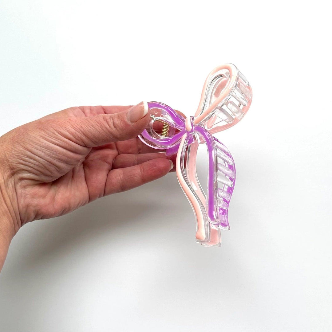 Lilac and Pink Bow Claw Clip from Iconic Mi